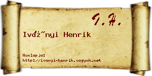 Iványi Henrik névjegykártya